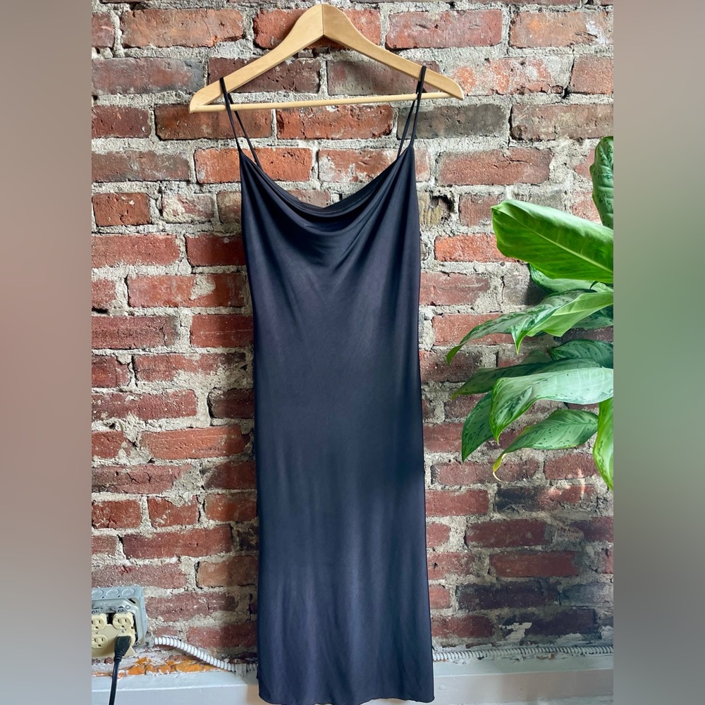 mid length black slip dress. size xs